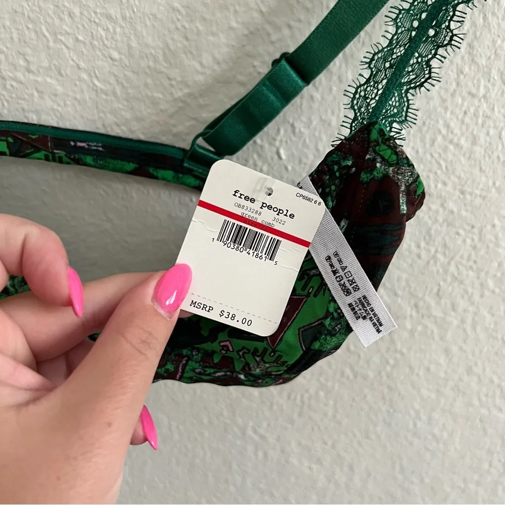 Free People Green Hazel Bralette Sz XS NWT - Picture 4 of 5